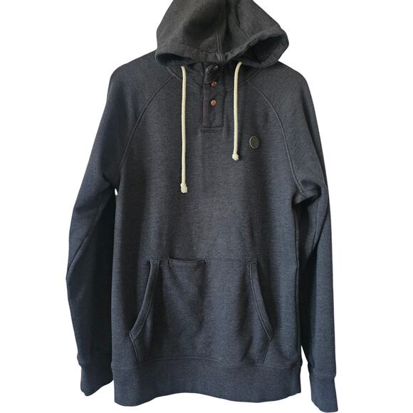 Volcom Button Neck Fleece Classic Fit Hoodie Gray Size L - Picture 1 of 7